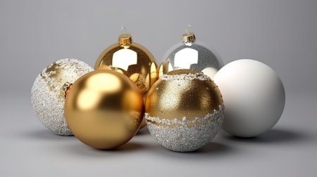 Realistic christmas white bauble with golden bow. Generative Aiの素材