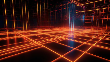 3d render, orange neon light, abstract ultraviolet background. Generative Aiの素材