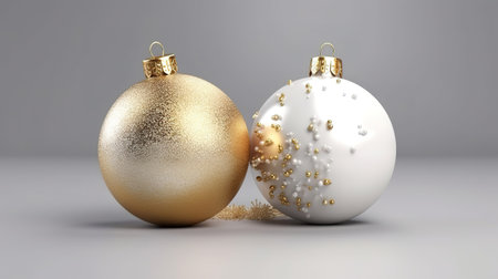 Realistic christmas white bauble with golden bow. Generative Aiの素材