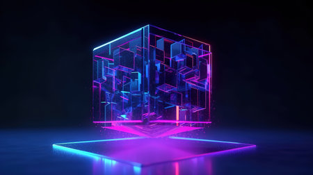 cyber shape in virtual reality, laser show. Generative Aiの素材