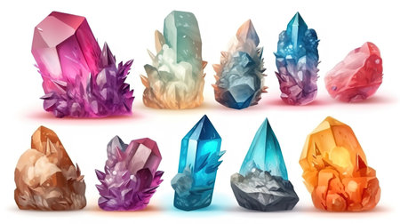 Crystal stones and rocks banners. Generative Aiの素材