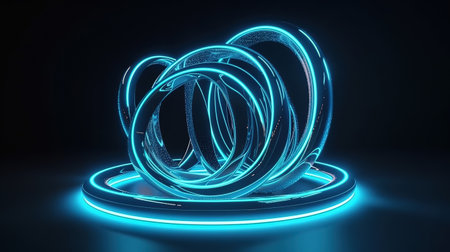 3d render, abstract minimal blue neon background, Bright color. Generative Aiの素材