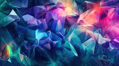 macro panorama, faceted gem, wide panoramic polygonal wallpaper, Bright color. Generative Aiの素材