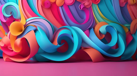 Abstract modern gradient background with paper scrolls. Generative Aiの素材