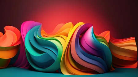 Abstract modern gradient background with paper scrolls. Generative Aiの素材