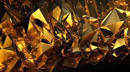 3d render, abstract gold crystal background. Generative Aiの素材