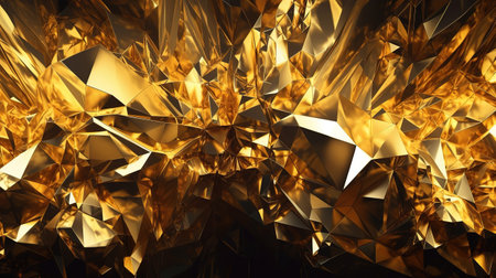 3d render, abstract gold crystal background. Generative Aiの素材