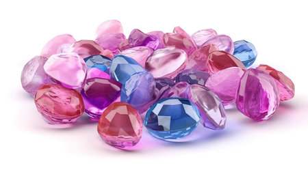 3d render, colorful spiritual crystals isolated on white background. Generative Aiの素材