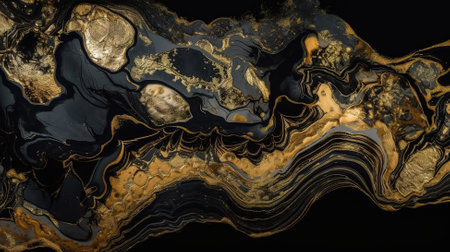 Abstract black agate background with golden veins. Generative Aiの素材