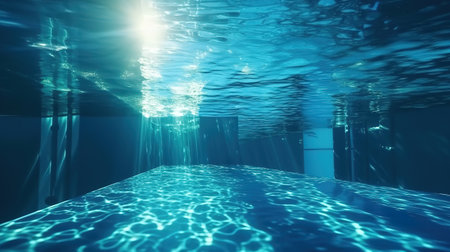 Clear water inside the swimming pool. Generative Aiの素材