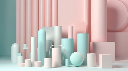 3d render, abstract background, white tubes. Generative Aiの素材