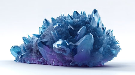 3d render, violet blue crystals growing on white rock. Generative Aiの素材