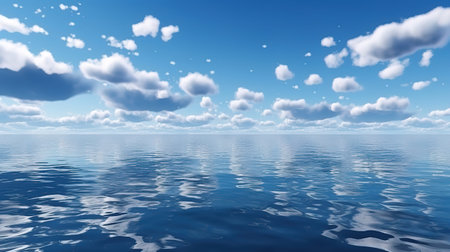 3d rendering of simple seascape with calm water. Generative Aiの素材