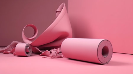 3d render, abstract background with paper waves. Generative Aiの素材