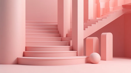 Fashion podium, minimal scene, architectural block, design element. Generative Aiの素材