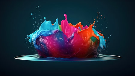 Liquid splash 3d illustration. Generative Aiの素材