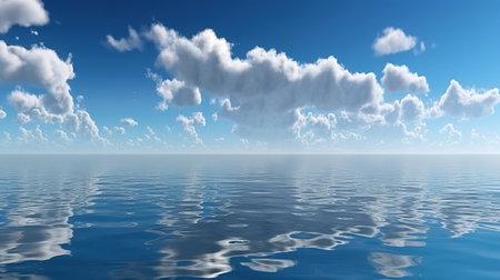 white clouds in the blue sky. Abstract panoramic background. Generative Aiの素材