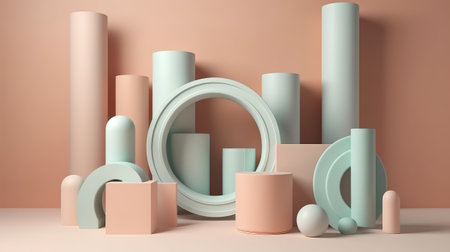 3d render, abstract background, white tubes. Generative Aiの素材