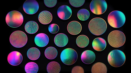 3d render, collection of assorted round stickers. Generative Aiの素材