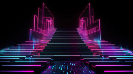 virtual reality, ultraviolet spectrum, pink blue vibrant colors. Generative Aiの素材