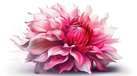Pink flower decorative vintage illustration isolated on white background. Generative Aiの素材