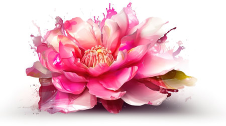 Abstract pink flower illustration isolated on white. Generative Aiの素材