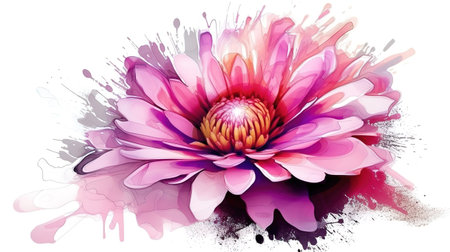Abstract pink flower illustration isolated on white. Generative Aiの素材