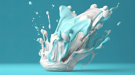 milkshake drink, splashing white paint, Bright color. Generative Aiの素材