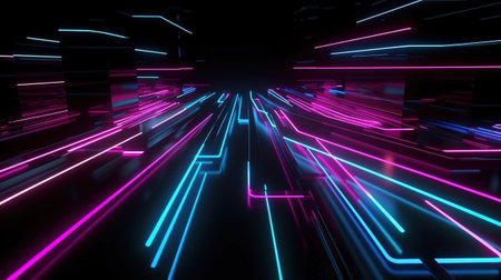 Colorful smooth flowing neon wave background. Generative Aiの素材