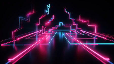 Realistic neon lights background. Generative Aiの素材