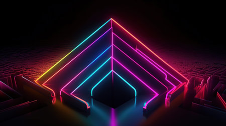 3d render, abstract minimalist geometric background. Generative Aiの素材