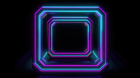 rounded geometric blank frame, isolated on black background. Generative Aiの素材