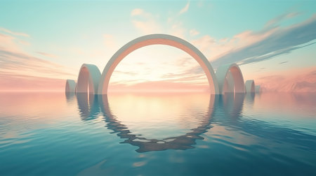 3d rendering, abstract panoramic background. Generative Aiの素材