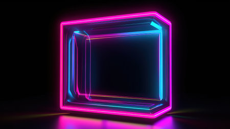 rounded geometric blank frame, isolated on black background. Generative Aiの素材