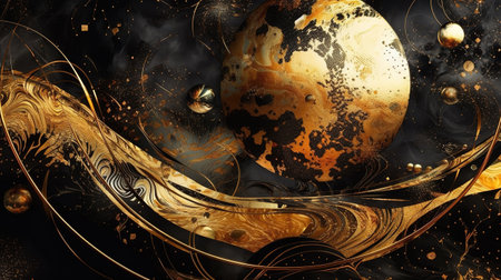 Stars and planets. Moon phases wallpaper, Bright color. Generative Aiの素材