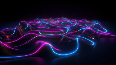 3d render, abstract background, pink blue neon light. Generative Aiの素材