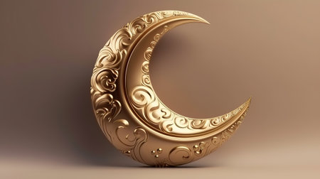Islamic mosque with crescent moon and lantern 3d illustration. Generative Aiの素材