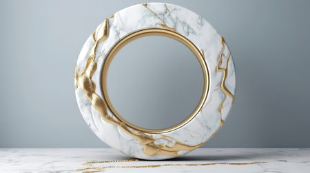 round frame integrated into chalk rock stone. Generative Aiの素材