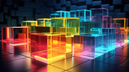 3d render, abstract geometric background. Generative Aiの素材