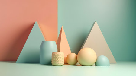 3d render of geometric shapes background. Generative Aiの素材