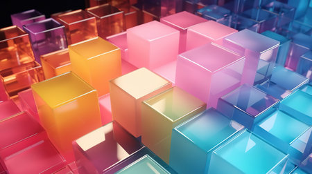 Translucent glasw ith colorful gradient background. Generative Aiの素材