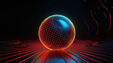 3d rendering, abstract minimalist background with glowing neon. Generative Aiの素材