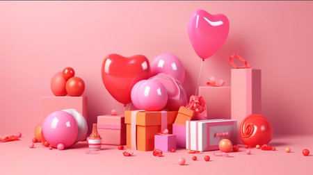 Women's day sign with balloons. Generative Aiの素材