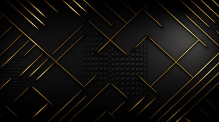 Luxury abstract black metal background with golden light lines. Generative Aiの素材
