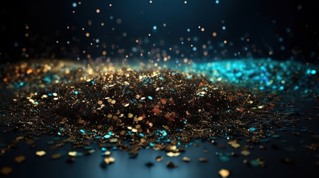 Golden dust elements falling down. Generative Aiの素材