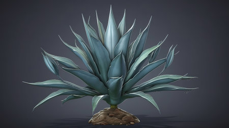Plant in silvery pot on blue background. Generative Aiの素材