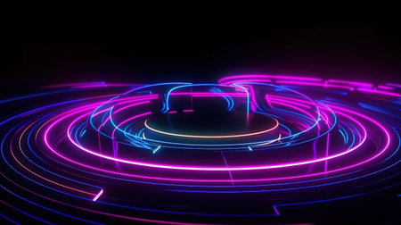 Cyber space. Futuristic wallpaper. Generative Aiの素材