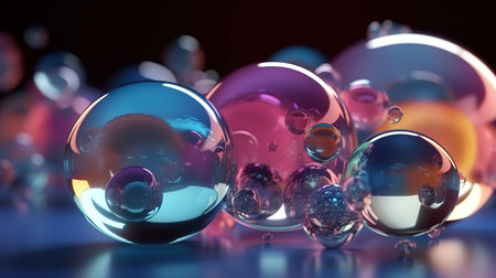 Orange and green abstract background with bubbles. Generative Aiの素材