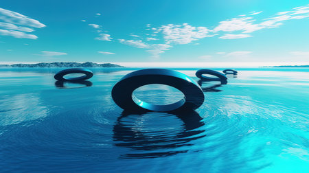 3d rendering, abstract surreal background with geometric infinity shape. Generative Aiの素材