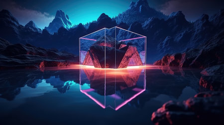 Rocks and water reflection. Generative Aiの素材